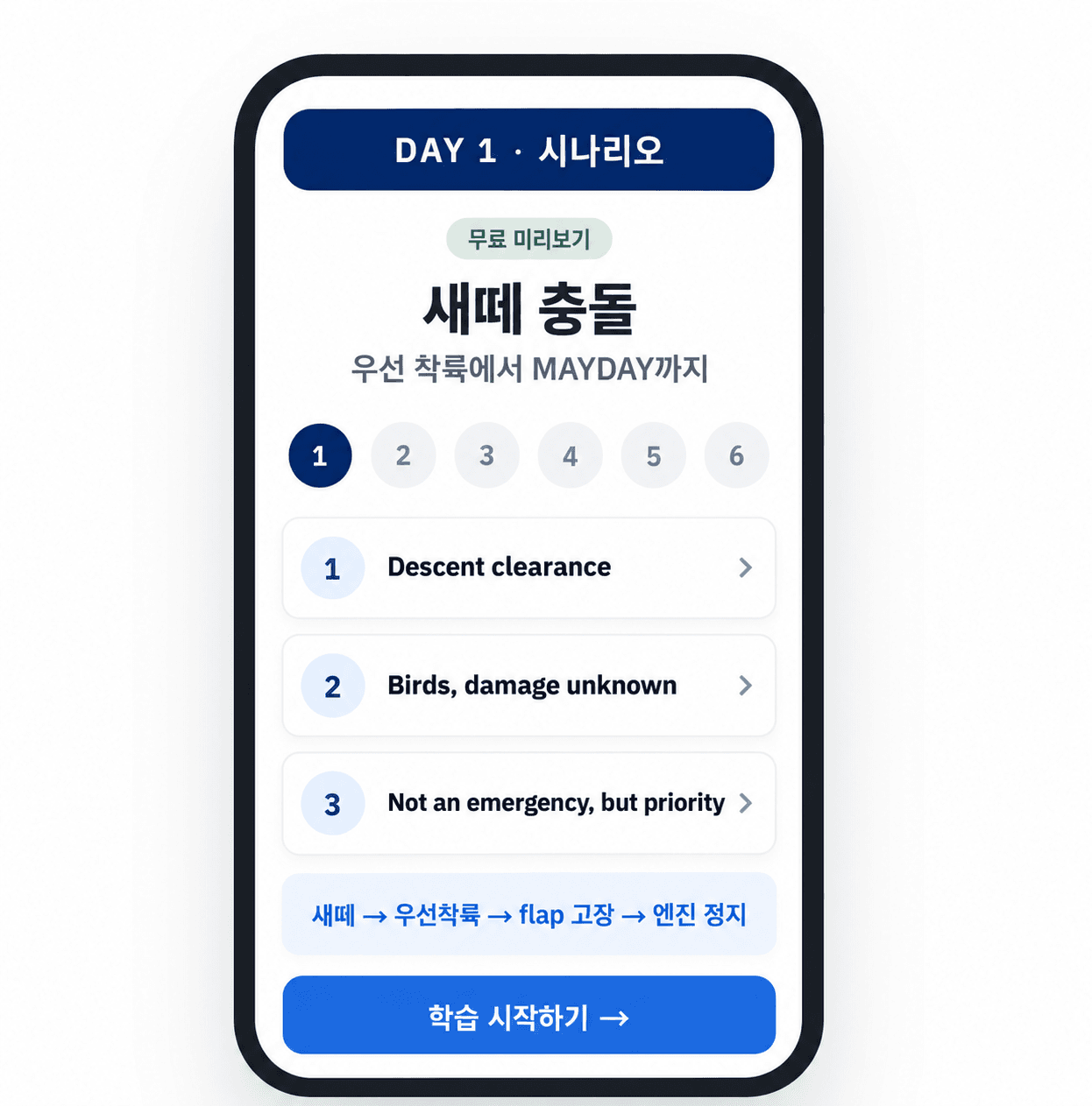 휴대폰 화면으로 보는 daily EPTA Day 1 학습 순서